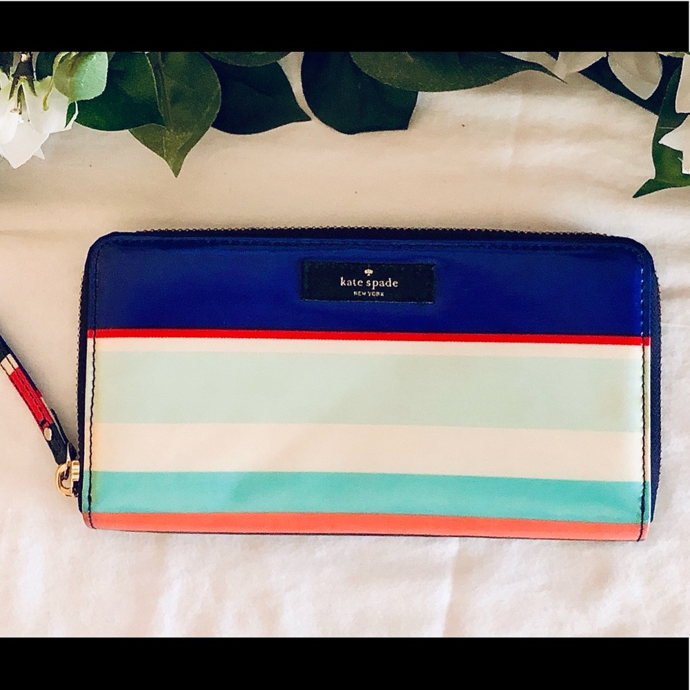Kate Spade Neda Tropical Stripe Zip Around Wallet
